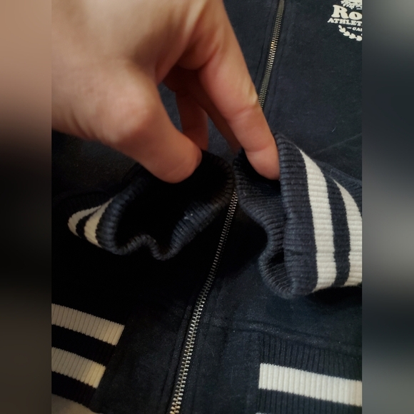 Roots Bomber Jacket. Black, A Bit Dewashed. Bit Of White. Fitted. M. Varsity. - Picture 8 of 13